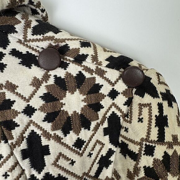 Vintage Rare 60s Lilli Ann Geometric Tapestry Leather Trim Swing Coat, Sz S - Picture 11 of 16